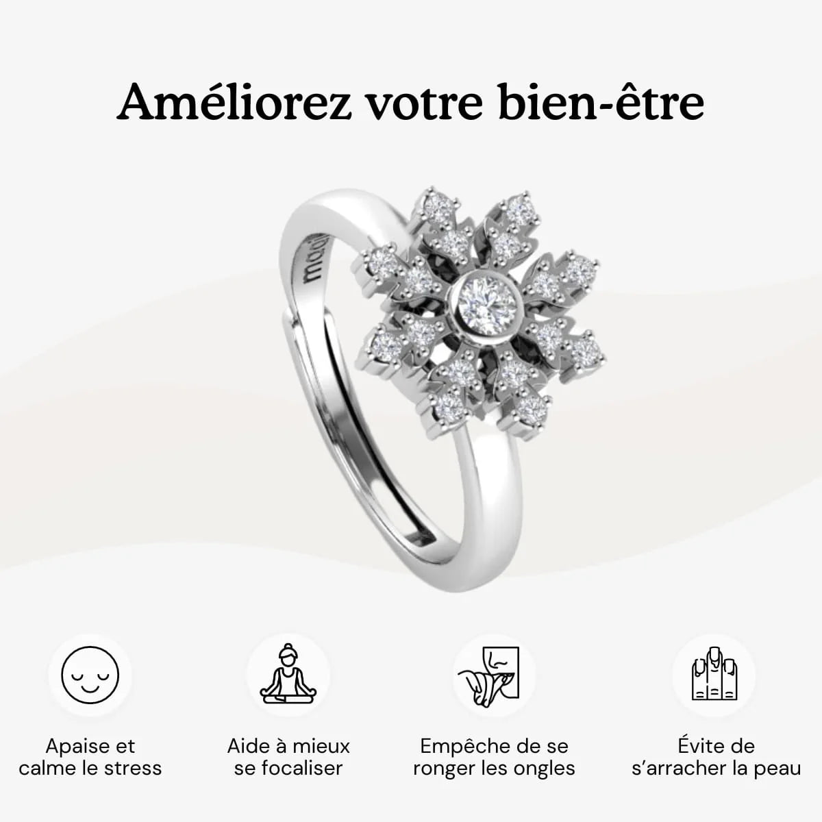 Bague d'Anxiété Ajustable Snow